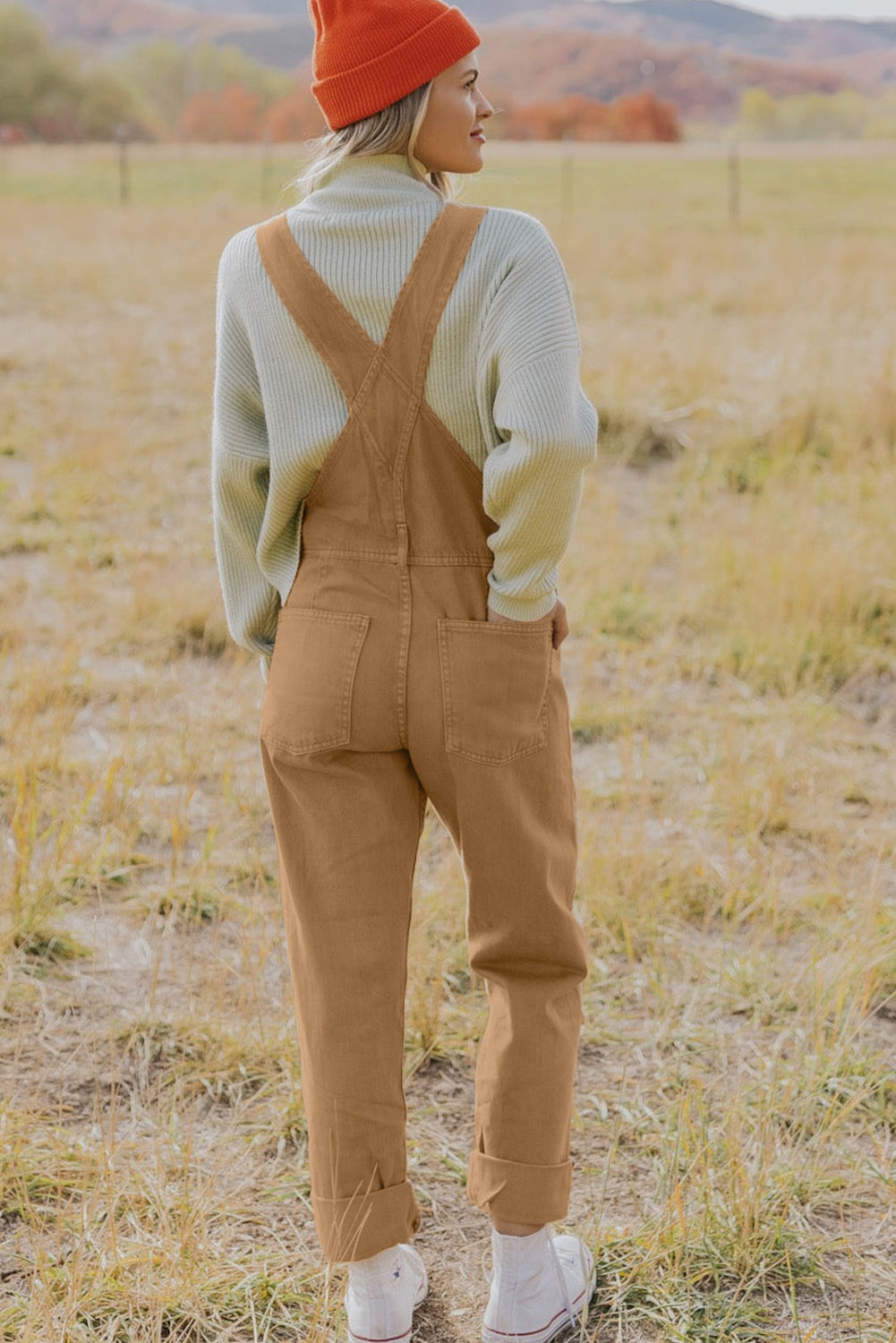 Khaki Cargo Denim Overalls