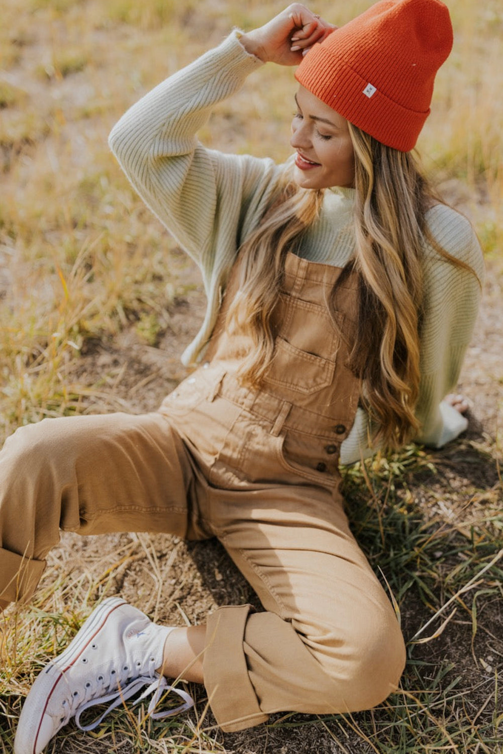 Khaki Cargo Denim Overalls