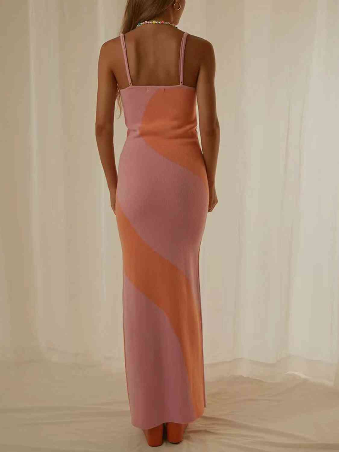 orange maxi sweater dress orange sweater dress Long Sleeve Backless Sweater Dress Orange / S
